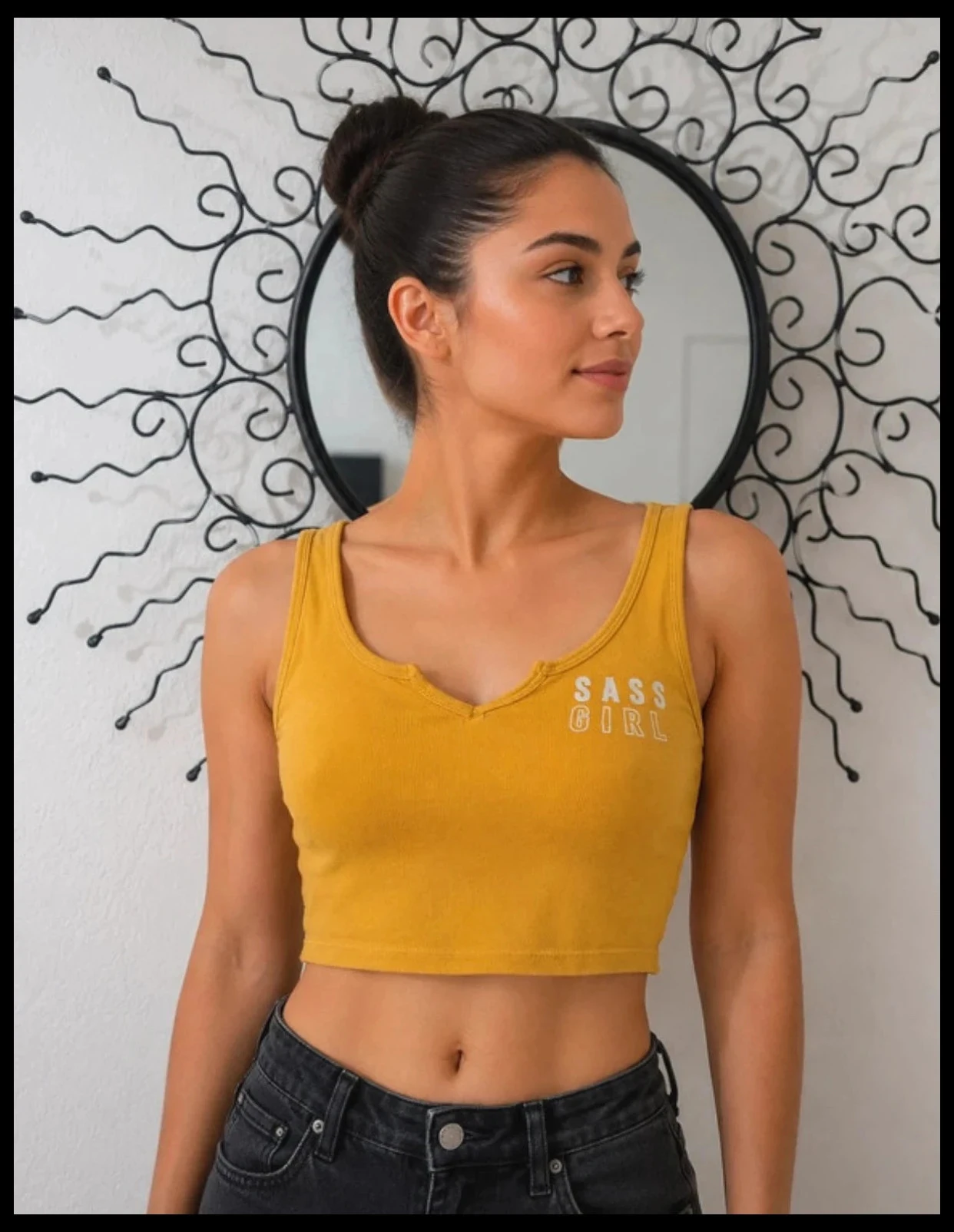 💛 Jennyfer 'Sassy Girl' mustard yellow crop top – XS (34) – photo 7